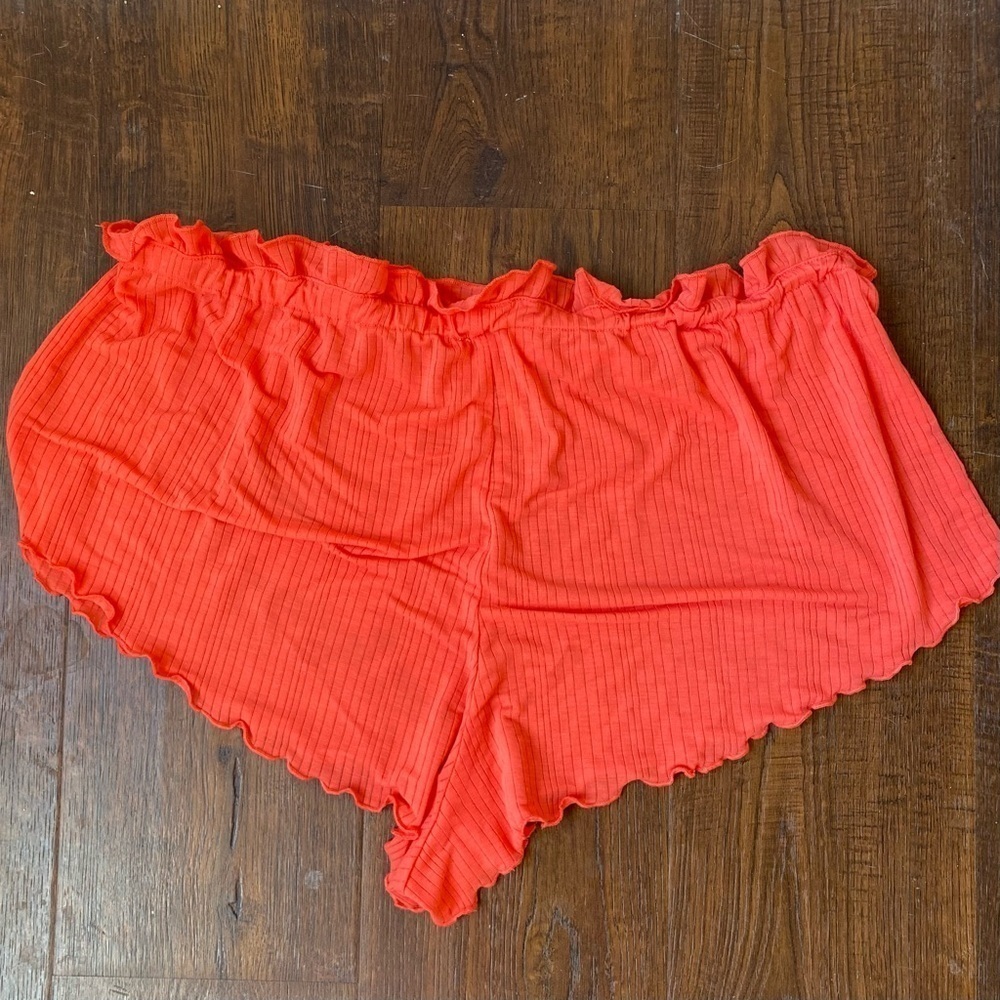 Anthropologie Women’s Lettuce-Hem Coral Orange Shorts SZ - Picture 4 of 8